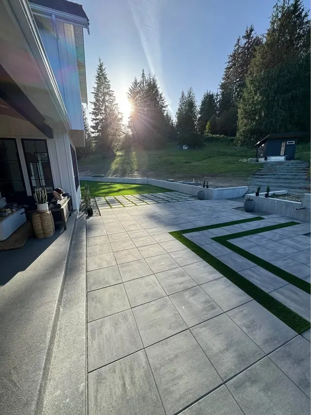 Slab patio at sunset