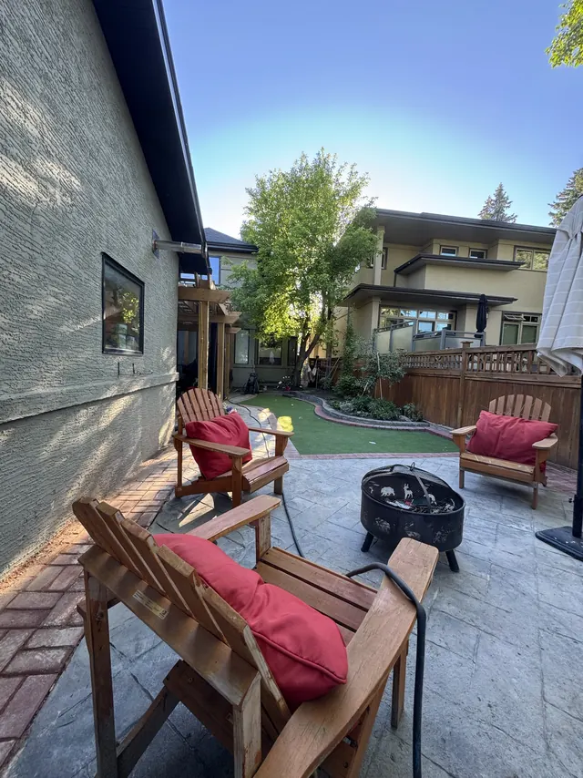 Patio seating area with outdoor furniture
